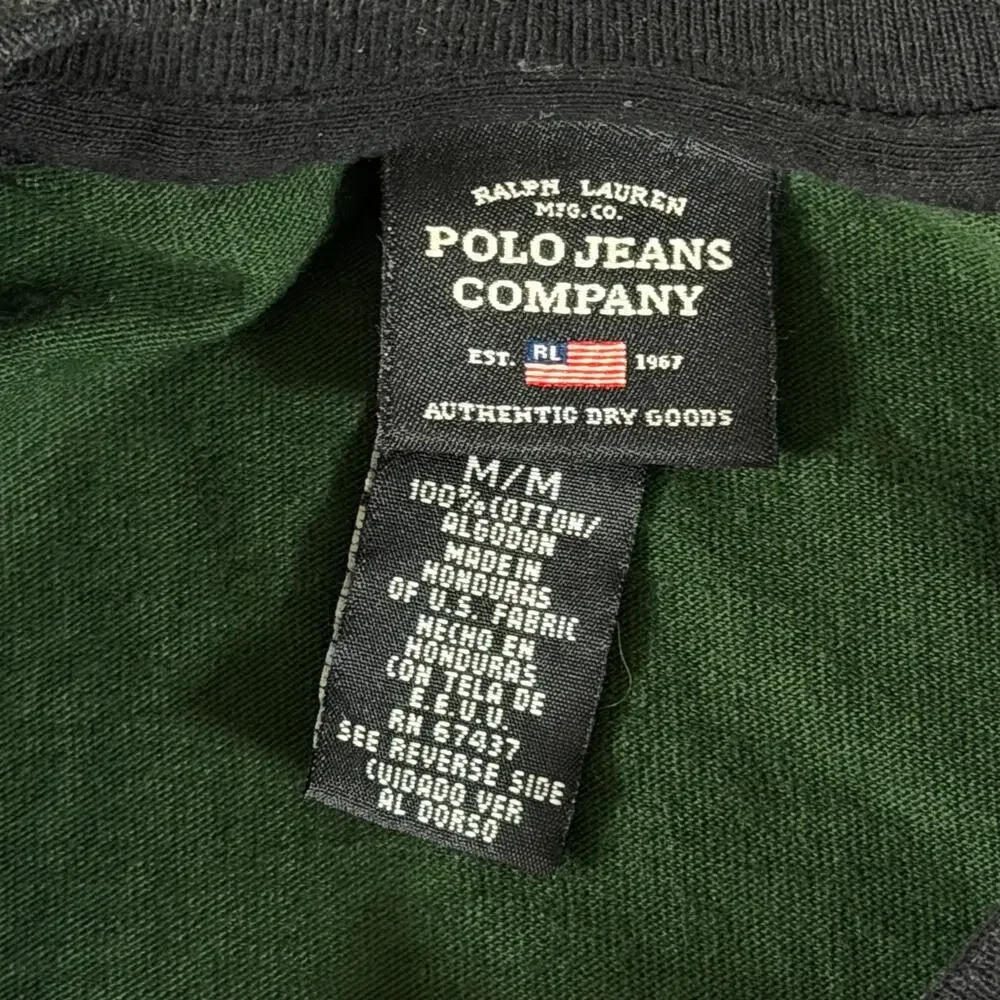Polo Ralph Lauren Polo Jeans Co Mens M Green Black Raglan Graphic Shirt PRL 67